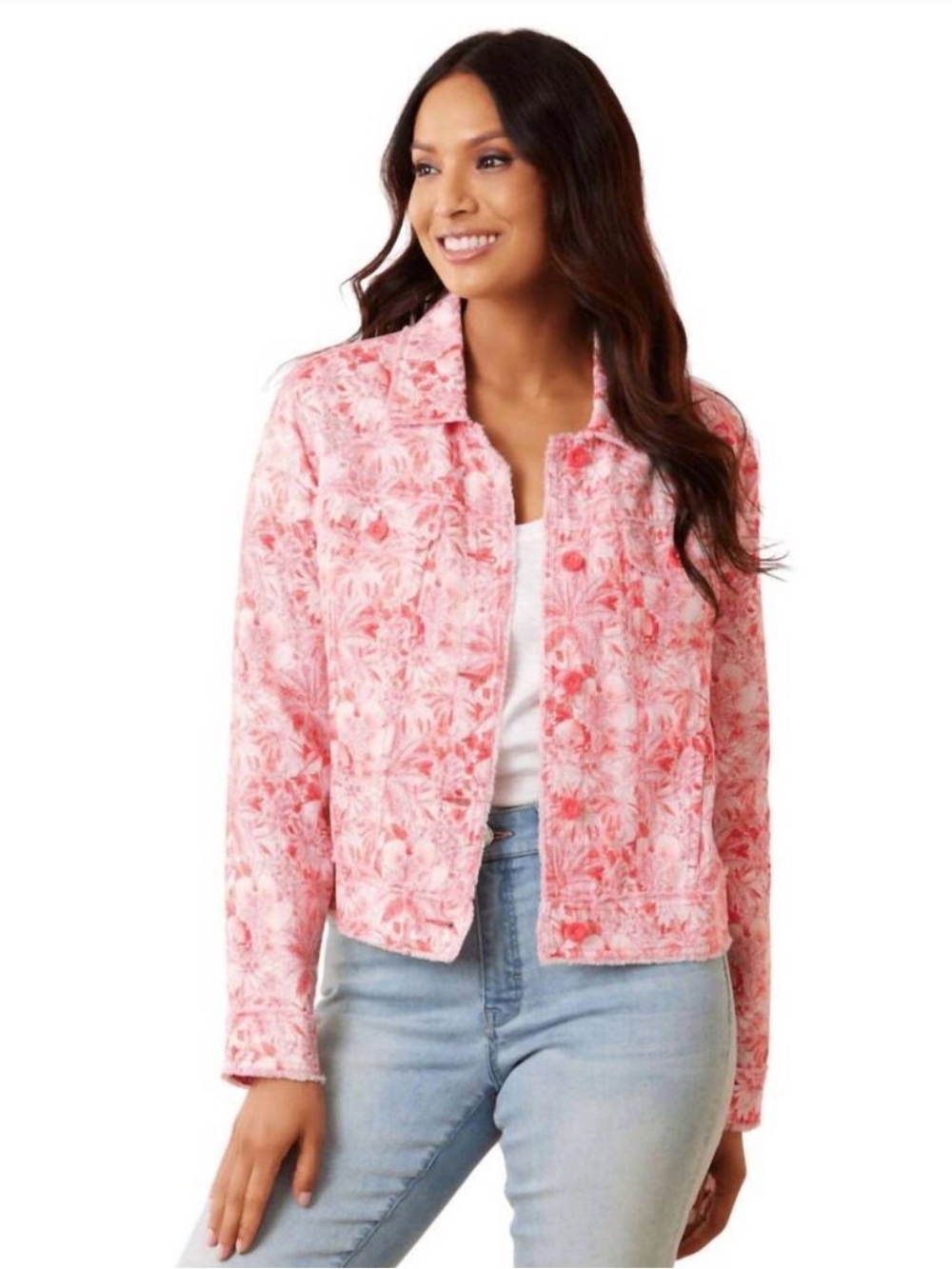 Tommy Bahama Pink Floral Jean Jacket